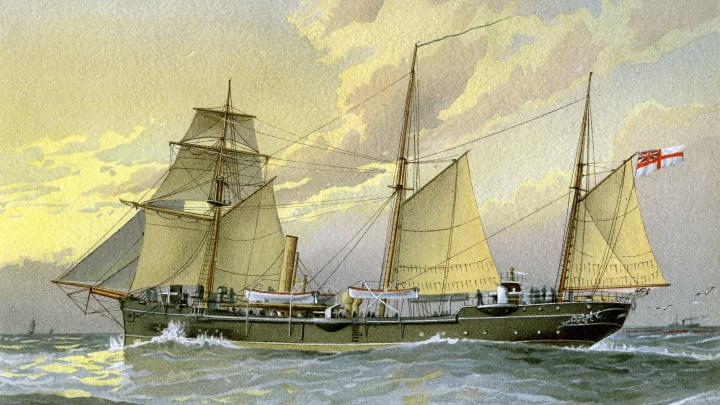 A British gunboat is pictured