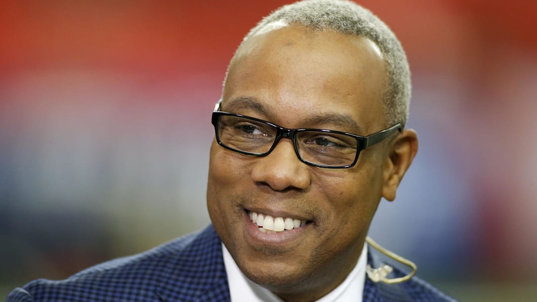 ESPN sportscaster Jay Harris on the field prior to the Celebration Bowl between the Grambling State Tigers and the North Carolina Central Eagles at the Georgia Dome on December 17, 2016. ESPN sportscaster Jay Harris on the field prior to the Celebration Bowl between the Grambling State Tigers and the North Carolina Central Eagles at the Georgia Dome on December 17, 2016.