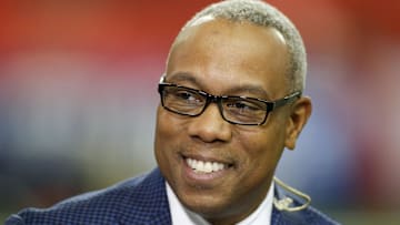ESPN sportscaster Jay Harris on the field prior to the Celebration Bowl between the Grambling State Tigers and the North Carolina Central Eagles at the Georgia Dome on December 17, 2016.