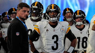 Pittsburgh Steelers quarterback Russell Wilson (3) ready to take the field against Detroit Lions during the first half of a preseason game at Ford Field in Detroit on Saturday, August 24, 2024.