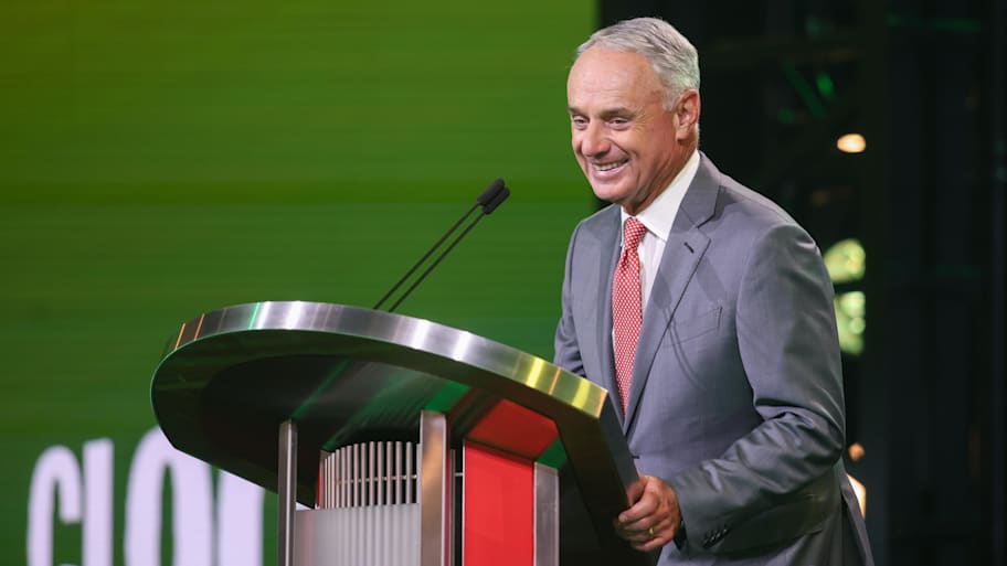 Commissioner Rob Manfred said the Automated Balls-Strike System could be implemented in MLB as early as 2026.  | Brett Davis-Imagn Images