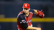  West Travis Sykora (17) during the Perfect Game All-American Classic high school baseball game at Chase Field on Phoenix on Aug 28, 2022.
