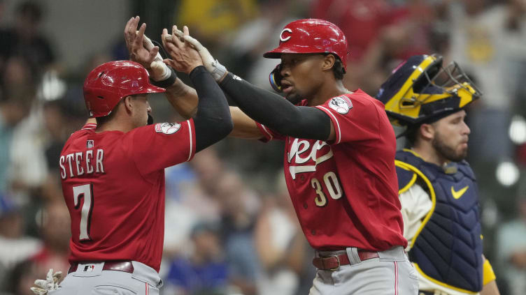 Cincinnati Reds players Will Benson and Spencer Steer