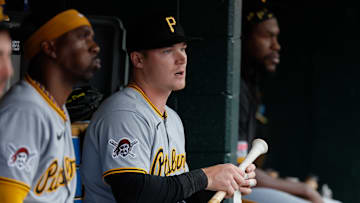 Pittsburgh Pirates catcher Henry Davis prepares to take an at-bat against the Detroit Tigers in 2025.