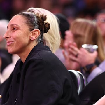 Phoenix Mercury player Diana Taurasi in attendance at a Suns game against the Dallas Mavericks at Footprint Center.