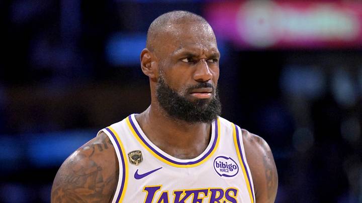 May 9, 2026; Los Angeles, California, USA; Los Angeles Lakers forward LeBron James (23) reacts after a foul in game three of the second round of the 2026 NBA Playoffs against the Oklahoma City Thunder at Crypto.com Arena. Mandatory Credit: Jayne Kamin-Oncea-Imagn Images