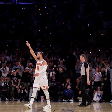 New York Knicks guard Jalen Brunson and guard Josh Hart on May 16, 2025.