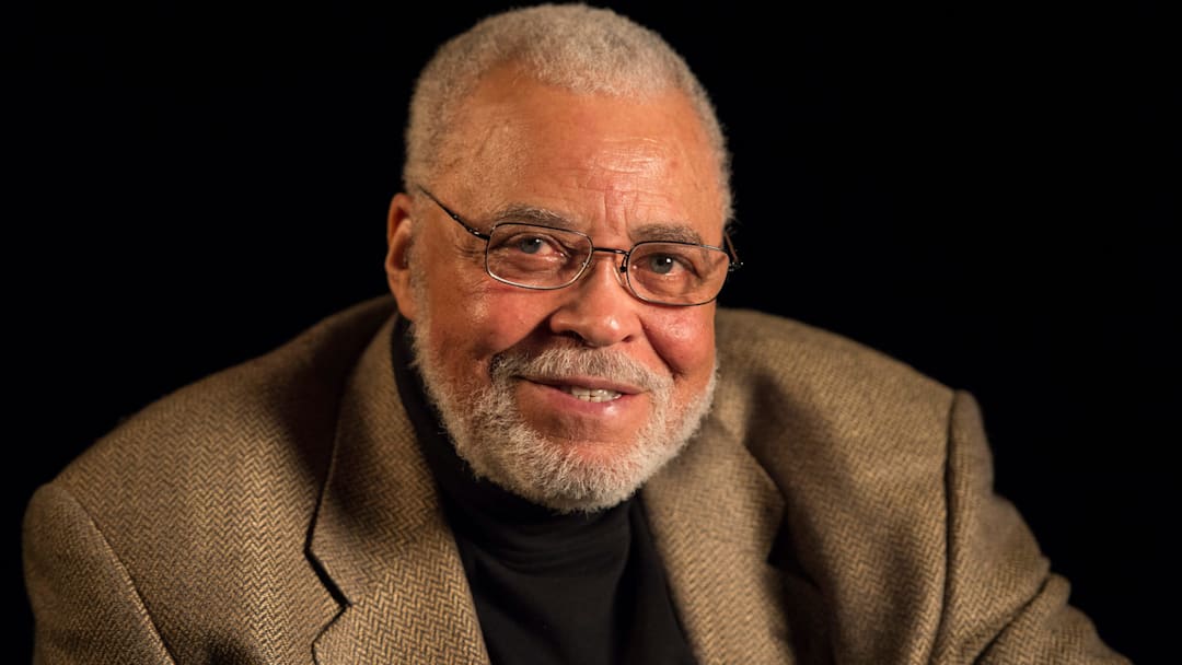 James Earl Jones talks about his movie \"Field of Dreams,\" in New York on March 26, 2014.