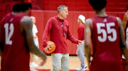 Alabama head coach Nate Oats gives directions to his team during practice for the Crimson Tide Men   s Basketball team Monday, Sept. 25, 2023.