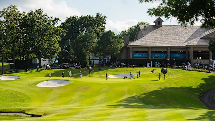 The LPGA's Walmart Arkansas Championship was canceled to 18 holes due to heavy rain. The LPGA's Walmart Arkansas Championship was canceled to 18 holes due to heavy rain.