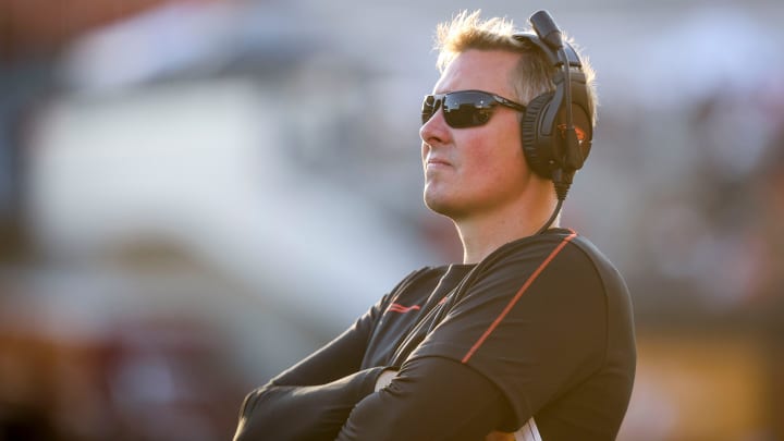 Oregon State Beavers head coach Trent Bray watches the game against Idaho State Bengals during the second half on Saturday, Aug. 31, 2024 at Reser Stadium in Corvallis, Ore.