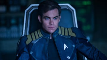 Chris Pine plays Kirk in Star Trek Beyond from Paramount Pictures, Skydance, Bad Robot, Sneaky Shark and Perfect Storm Entertainment