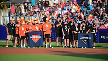 Aug 20, 2023; Williamsport, Pennsylvania, USA; Players from the Southeast Region and the Australia