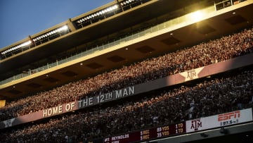 Oct 8, 2016; College Station, TX, USA; A view of the stands and 12th man sign as the Texas A&M Aggies fans cheer for their team during the second half of the game against the Tennessee Volunteers at Kyle Field. The Aggies defeat the Volunteers 45-38 in overtime. Mandatory Credit: Jerome Miron-USA TODAY Sports