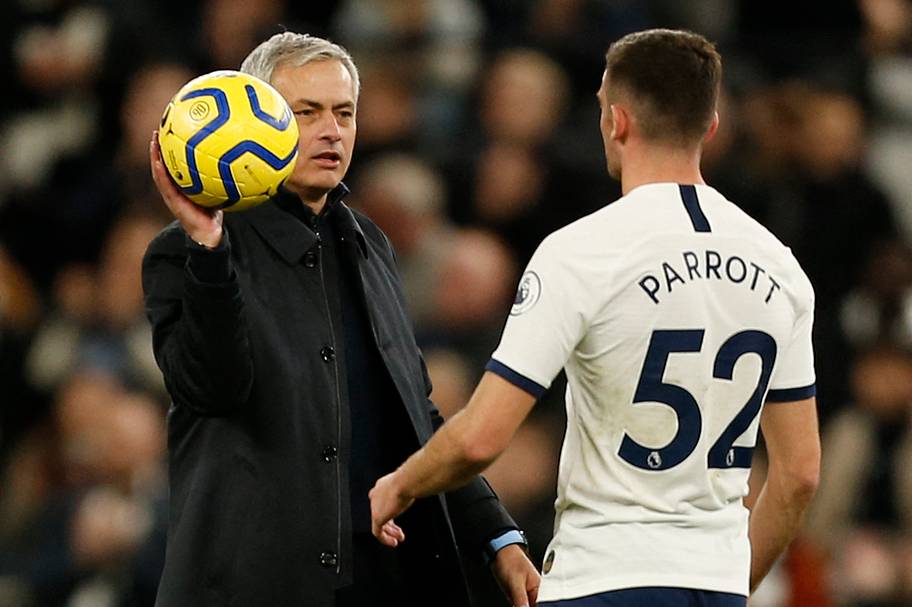 José Mourinho (left) handed Troy Parrott.