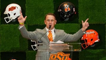Oklahoma State University (OSU) introduces the new head football coach, Eric Morris, during a rally in Stillwater on Monday, Dec. 8, 2025.