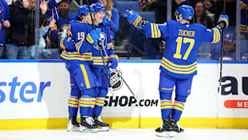 Jacob Bernard-Docker alongside former Buffalo Sabres teammates Peyton Krebs and Jason Zucker