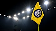 A corner flag bearing the logo of FC Internazionale is seen...