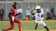 Baylor Bears wide receiver Ashtyn Hawkins (6) makes a catch against Utah Utes safety Tao Johnson (5) during the second half at McLane Stadium. Mandatory Credit: Chris Jones-Imagn Images
