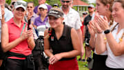Attendees applaud as Linn-Mar's Morgan Rupp is announced as the individual winner during the Iowa girls state golf meet May 30, 2025 at Pleasant Valley Golf Course in Iowa City, Iowa. This was Rupp's third consecutive title.