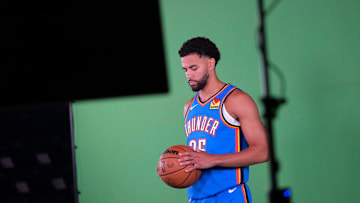 Ajay Mitchell (25) during the Thunder Media Day for the 25-26 NBA season at the Paycom Center Monday, Sept. 29, 2025.