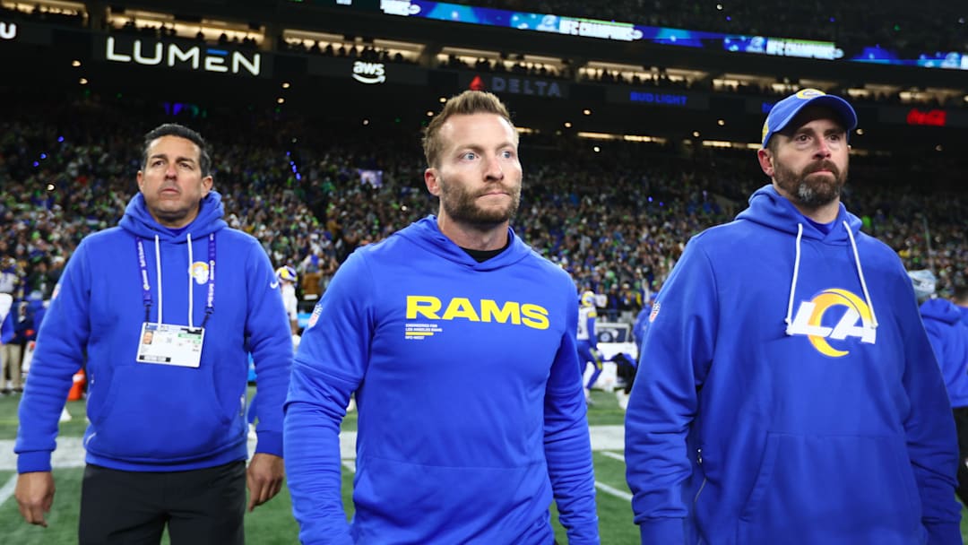 Jan 25, 2026; Seattle, WA, USA; Los Angeles Rams head coach Sean McVay walks on field after the 2026 NFC Championship Game against the Seattle Seahawks at Lumen Field. Mandatory Credit: Kevin Ng-Imagn Images