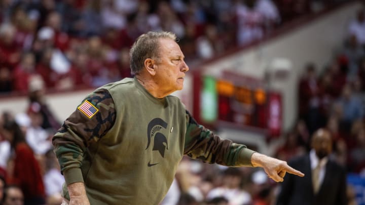 Mar 10, 2024; Bloomington, Indiana, USA; Michigan State Spartans head coach Tom Izzo in the second half against the Indiana Hoosiers at Simon Skjodt Assembly Hall. Mandatory Credit: Trevor Ruszkowski-USA TODAY Sports