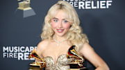 Sabrina Carpenter, winner of Best Pop Vocal Album and Best Pop Solo Performance for ‘Espresso,’ at the 67th Annual Grammy Awards at Crypto.com Arena in Los Angeles on Sunday, Feb. 2, 2025. 
