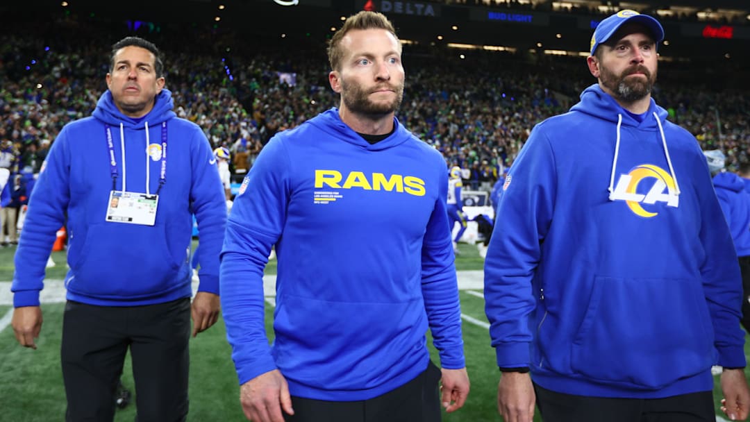 Jan 25, 2026; Seattle, WA, USA; Los Angeles Rams head coach Sean McVay walks on field after the 2026 NFC Championship Game against the Seattle Seahawks at Lumen Field. Mandatory Credit: Kevin Ng-Imagn Images