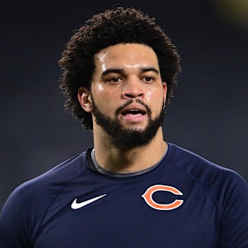 Dec 26, 2024; Chicago, Illinois, USA; Chicago Bears quarterback Caleb Williams (18) warms up before the game against the Seattle Seahawks at Soldier Field. Mandatory Credit: Daniel Bartel-Imagn Images