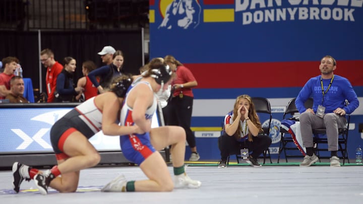 Fort Dodge's Mariaha Benedict (left) reached the finals at the Dan Gable Donnybrook Thursday in Coralville.