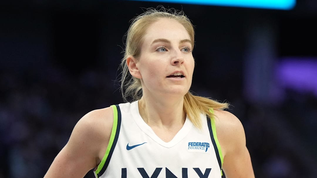 Jun 1, 2025; San Francisco, California, USA; Minnesota Lynx forward Karlie Samuelson (44) during the fourth quarter against the Golden State Valkyries at Chase Center. Mandatory Credit: Darren Yamashita-Imagn Images