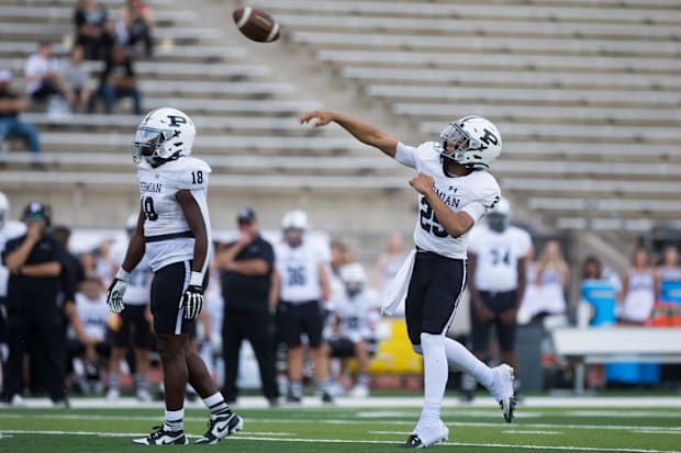 Odessa Permian’s Jakob Garcia (25) throws the ball during the football game against Eastlake Texas 2024
