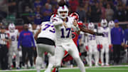 Buffalo Bills quarterback Josh Allen throws a pass against the Houston Texans in the first quarter at NRG Stadium.