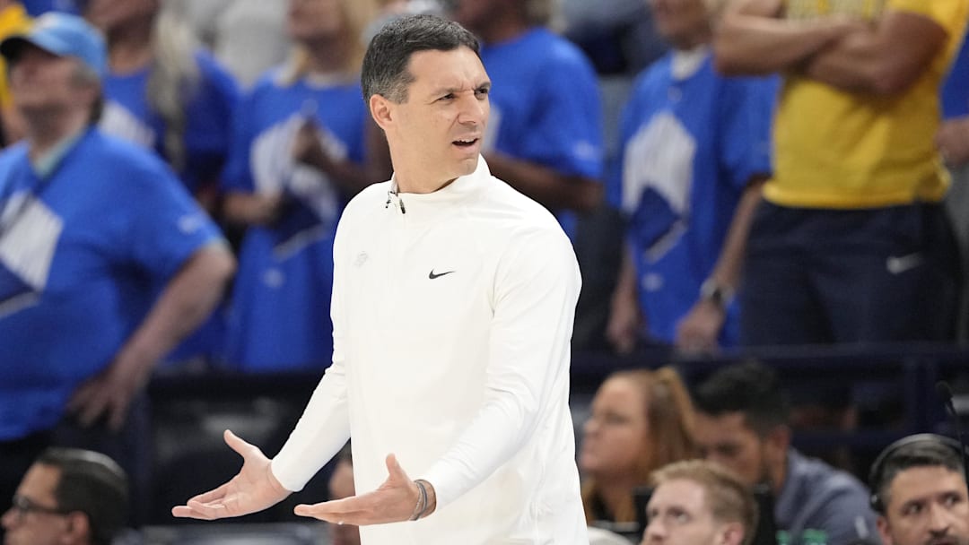 Jun 22, 2025; Oklahoma City, Oklahoma, USA; Oklahoma City Thunder head coach Mark Daigneault reacts after a play against the Indiana Pacers during the second half in Game 7 of the 2025 NBA Finals at Paycom Center. Mandatory Credit: Kyle Terada-Imagn Images