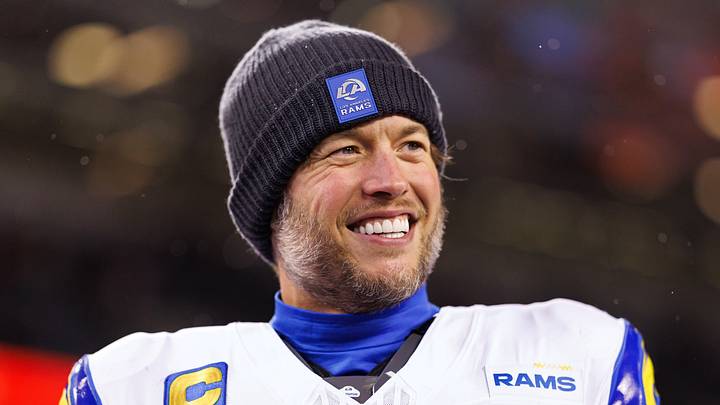 Matthew Stafford of the Los Angeles Rams smiles