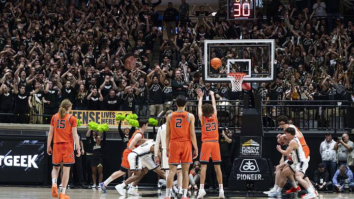 Jan 24, 2026; West Lafayette, Indiana, USA; Illinois Fighting Illini guard Keaton Wagler (23) shoots a free throw during the second half against the Purdue Boilermakers at Mackey Arena. Mandatory Credit: Jacob Musselman-Imagn Images