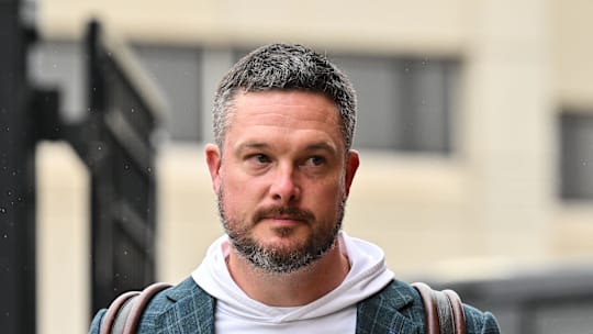 Nov 8, 2025; Iowa City, Iowa, USA; Oregon Ducks head coach Dan Lanning enters Kinnick Stadium before the game against the Iowa Hawkeyes. Mandatory Credit: Jeffrey Becker-Imagn Images