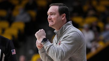 UNLV Runnin' Rebels head coach Kevin Kruger reacts against the Wyoming Cowboys during the second half at Arena-Auditorium. 