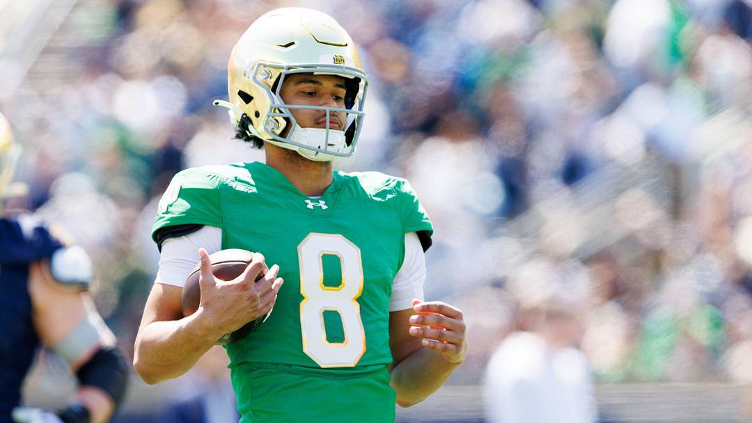 Notre Dame quarterback Kenny Minchey during the Notre Dame Blue-Gold spring football game at Notre Dame Stadium on Saturday, April 12, 2025, in South Bend.