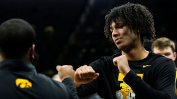 Iowa Hawkeyes men's basketball transfer Isaiah Johnson-Arigu is pictured Saturday, Feb. 22, 2025 at Carver-Hawkeye Arena in Iowa City, Iowa.