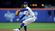 Jun 10, 2025; New York City, New York, USA; New York Mets starting pitcher Griffin Canning (46) pitches against the Washington Nationals during the third inning at Citi Field. Mandatory Credit: Brad Penner-Imagn Images