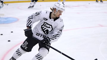 Traktor Hockey Club player, Maxim Shabanov (49) seen in...