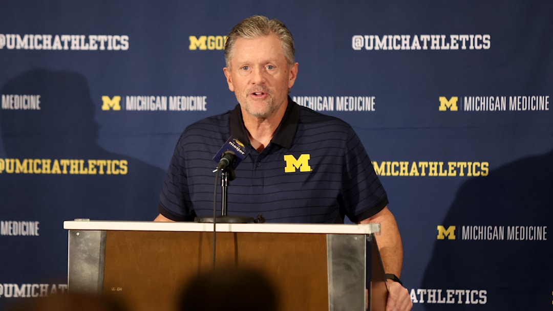 Michigan Football Hosts Press Conference Introducing New Head Coach Kyle Whittingham Michigan Football Hosts Press Conference Introducing New Head Coach Kyle Whittingham