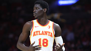 Mo Gueye appears to question something in a game against the Miami Heat