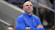 Nov 21, 2025; Dallas, Texas, USA; Dallas Mavericks head coach Jason Kidd looks on during the second quarter against the New Orleans Pelicans at the American Airlines Center. Mandatory Credit: Jerome Miron-Imagn Images