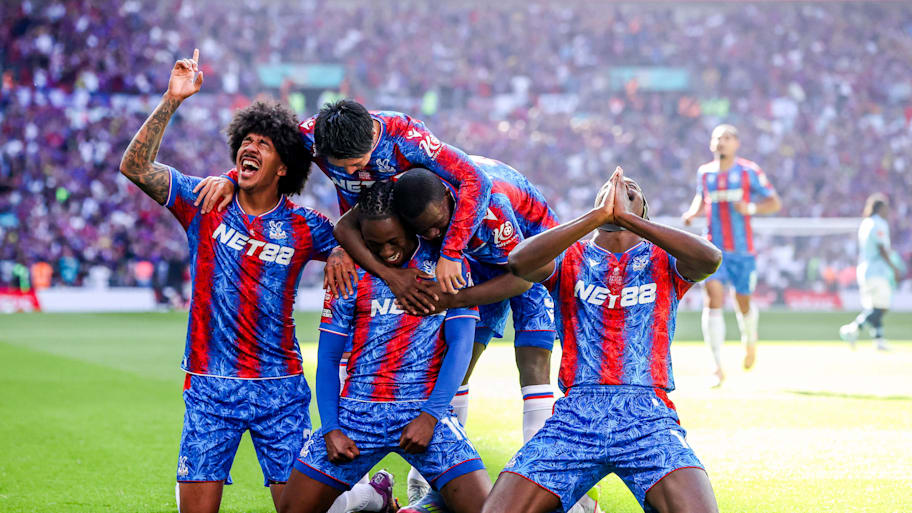 Crystal Palace celebrate FA Cup final goal.