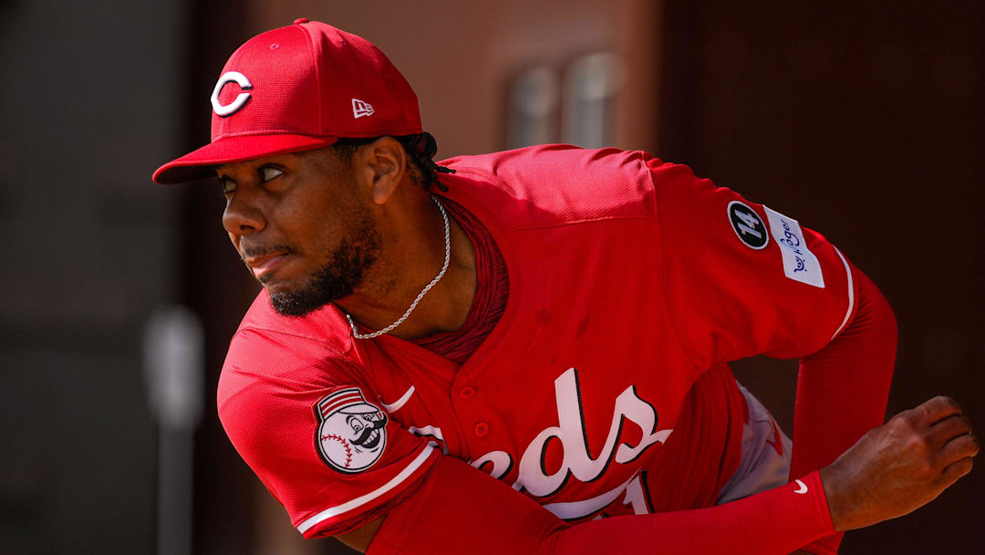 Cincinnati Reds pitcher Hunter Greene (21) throws a bullpen session at the Cincinnati Reds Player Development Complex in Goodyear, Ariz., on Thursday, Feb. 13, 2025.