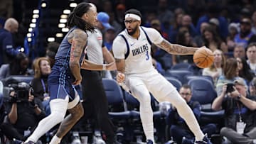 Dec 5, 2025; Oklahoma City, Oklahoma, USA; Dallas Mavericks forward Anthony Davis (3) drives against Oklahoma City Thunder forward Jaylin Williams (6) during the second half at Paycom Center. Mandatory Credit: Alonzo Adams-Imagn Images