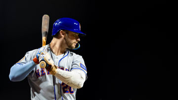 Sep 21, 2023; Philadelphia, Pennsylvania, USA; New York Mets first baseman Pete Alonso (20) prepares